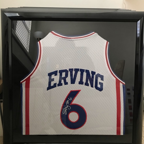 Julius Erving Authentic Framed Jersey Autographed
